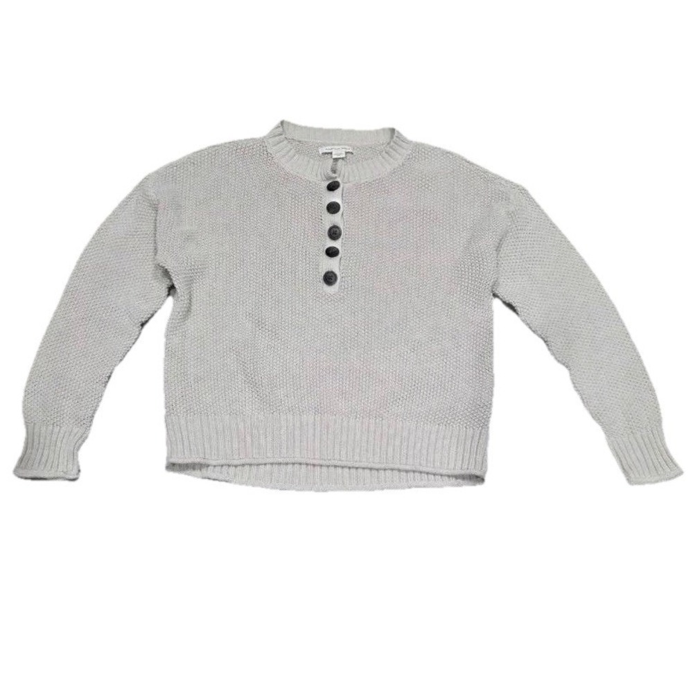 AMERICAN EAGLE Sweater knit Womens S/P Henley Y2K Jumper Pullover Beige A008305